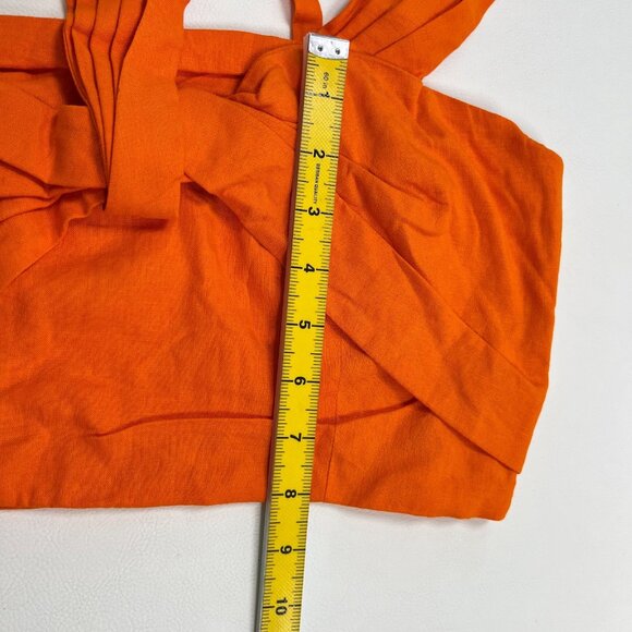 NWOT Farm Rio Orange Bow Linen Crop Top Square Neck Sleeveless Statement Tank M - Picture 16 of 16